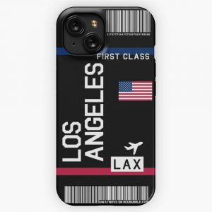 Flight Ticket Los Angeles In Black iPhone 15 Slim Phone Case Cover