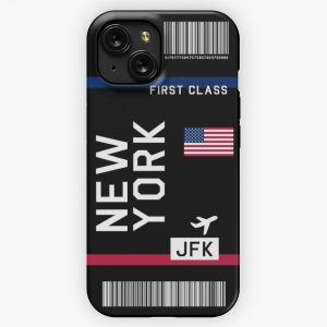 Flight Ticket New York In Black iPhone 15 Slim Phone Case Cover