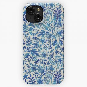 Floating Garden A Watercolor Pattern In Blue iPhone 15 Slim Phone Case Cover