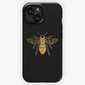 Floral Golden Honey Bee iPhone 15 Slim Phone Case Cover