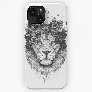 Floral Lion Bw iPhone 15 Slim Phone Case Cover