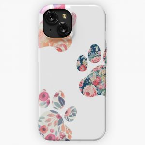 Floral Paw Print Trio iPhone 15 Slim Phone Case Cover