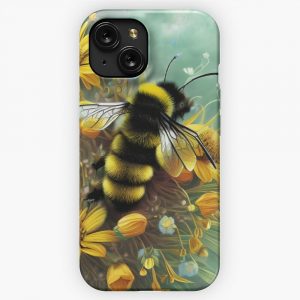 Flower Infused Bumble Bee iPhone 15 Slim Phone Case Cover