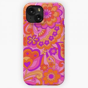 Flower Power 60S Inspired Happy Design iPhone 15 Slim Phone Case Cover