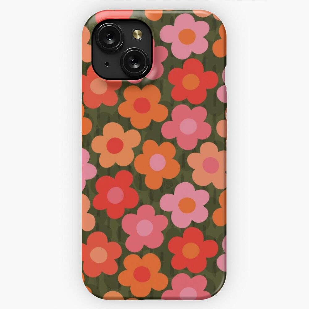 Flowerfull On Olive Happy Boho Retro Floral Pattern iPhone 15 Slim Phone Case Cover