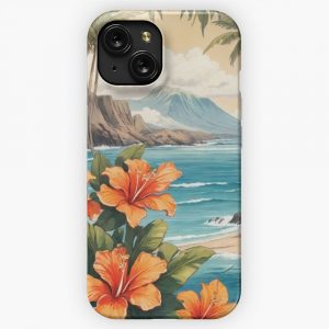 Flowers And Tradition Hawaiian Print iPhone 15 Slim Phone Case Cover