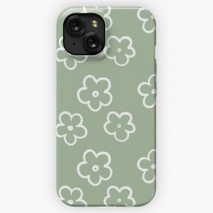 Flowers Sage Green iPhone 15 Slim Phone Case Cover