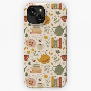 Flowery Books And Tea iPhone 15 Slim Phone Case Cover
