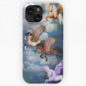 Flying Pegasus Herd In The Sky Legendary Animals iPhone 15 Slim Phone Case Cover