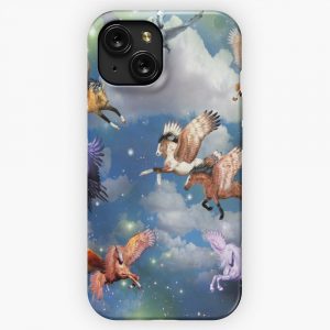 Flying Pegasus In The Night Sky Legendary Animals 8 Pegasi All Colors iPhone 15 Slim Phone Case Cover