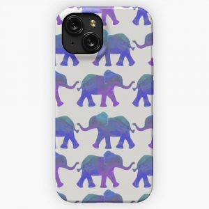 Follow The Leader Painted Elephants In Purple Royal Blue Mint iPhone 15 Slim Phone Case Cover
