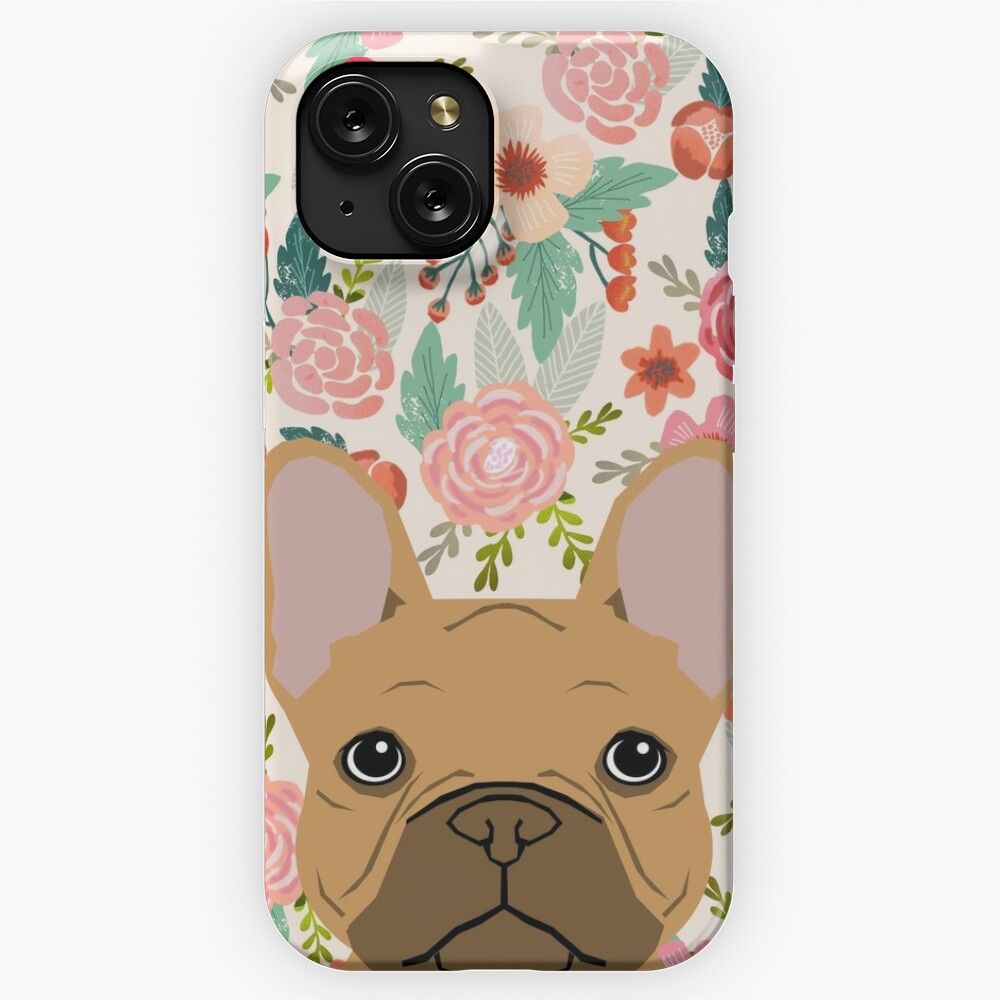 French Bulldog Florals Portrait Dog Breed Custom Pet Portraits By Pet Friendly Frenchie By Petfriendly iPhone 15 Slim Phone Case Cover