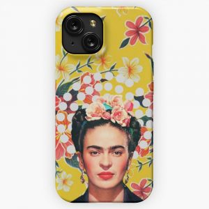Frida Kahlo Print Flowers Color On Ocher Mexican Tablecloth iPhone 15 Slim Phone Case Cover