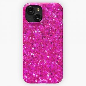 Fuchsia Pink Glitter iPhone 15 Slim Phone Case Cover