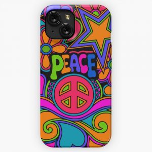 Fun And Funky Flower Power Peace And Love Hippy Art iPhone 15 Slim Phone Case Cover