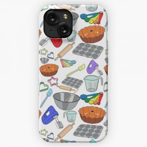Fun Baking Tools Illustrations Pattern iPhone 15 Slim Phone Case Cover