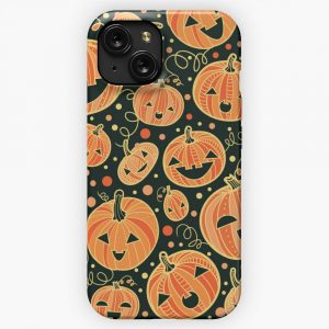 Fun Halloween Pumpkins Pattern iPhone 15 Slim Phone Case Cover
