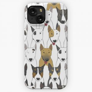 Funny Bull Terriers Pattern iPhone 15 Slim Phone Case Cover