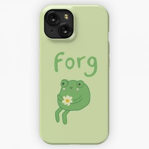 Funny Frog Birthday Cake Cute Cottagecore Aesthetic With Sad Anime Toad Sitting With Flower iPhone 15 Slim Phone Case Cover