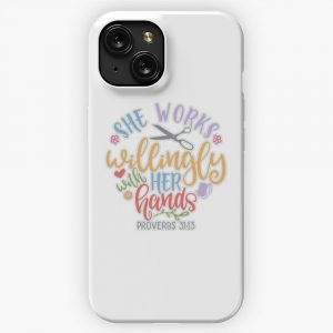 Funny She Works Willingly With Her Hands Sewing Mom iPhone 15 Slim Phone Case Cover