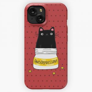Fur Antidepressant Cute Black Cat Illustration A Gift For A Pet Lover iPhone 15 Slim Phone Case Cover