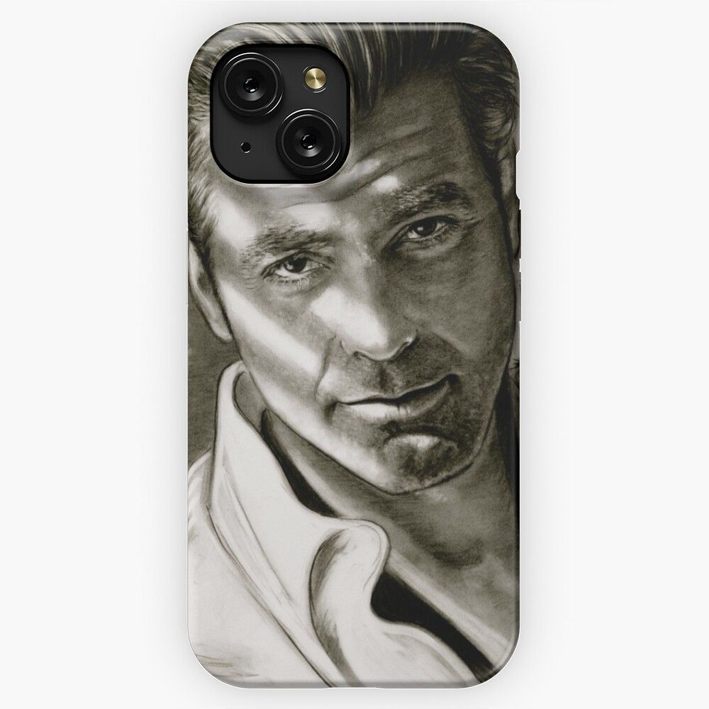 G Clooney In Black And White iPhone 15 Slim Phone Case Cover