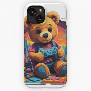 Gamer Teddy Bear iPhone 15 Slim Phone Case Cover