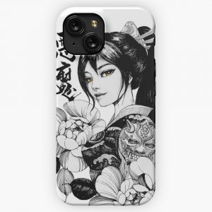 Geisha Japanese Samurai Flowers Ornament iPhone 15 Slim Phone Case Cover