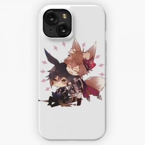 Genshin Impact Chibi Childe And Zhongli iPhone 15 Slim Phone Case Cover