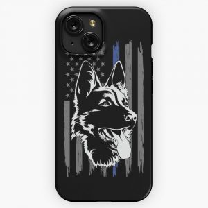 German Shepherd Dog Usa American Flag iPhone 15 Slim Phone Case Cover