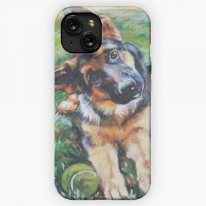 German Shepherd Fine Art Painting iPhone 15 Slim Phone Case Cover