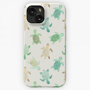 Gilded Jade Mint Turtles iPhone 15 Slim Phone Case Cover