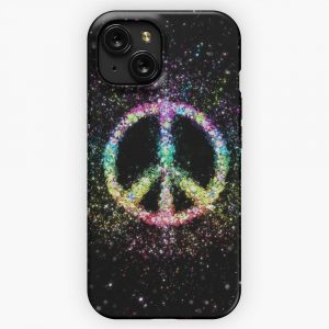 Glitter Flower Peace Sign iPhone 15 Slim Phone Case Cover