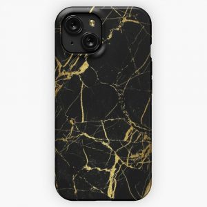 Gold And Black Marble iPhone 15 Slim Phone Case Cover