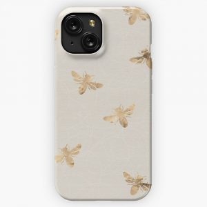 Gold Bee Texture Cream iPhone 15 Slim Phone Case Cover