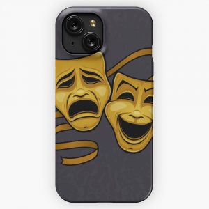 Gold Comedy And Tragedy Theater Masks iPhone 15 Slim Phone Case Cover