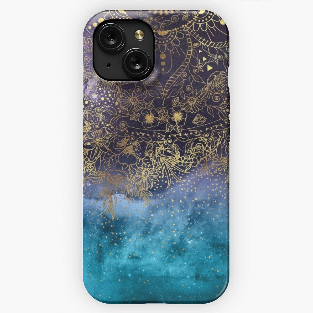 Gold Floral Mandala And Confetti Image iPhone 15 Slim Phone Case Cover