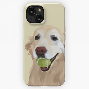 Golden Retriever Dog Bites The Ball iPhone 15 Slim Phone Case Cover