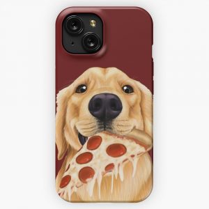 Golden Retriever Eating Pizza Dog With A Slice Of Pizza iPhone 15 Slim Phone Case Cover