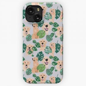 Golden Retriever Tropical iPhone 15 Slim Phone Case Cover