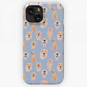 Golden Retrievers On Blue iPhone 15 Slim Phone Case Cover