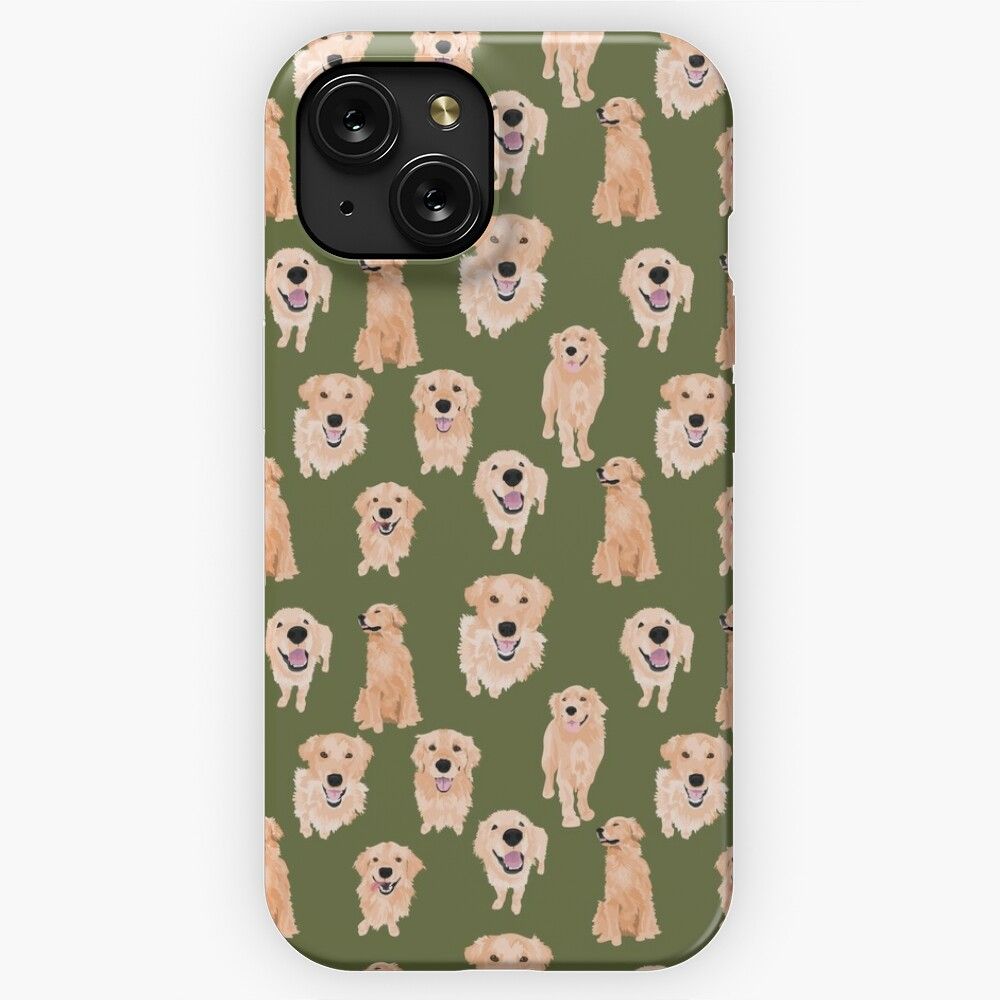 Golden Retrievers On Olive iPhone 15 Slim Phone Case Cover