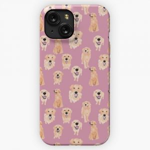 Golden Retrievers On Pink iPhone 15 Slim Phone Case Cover