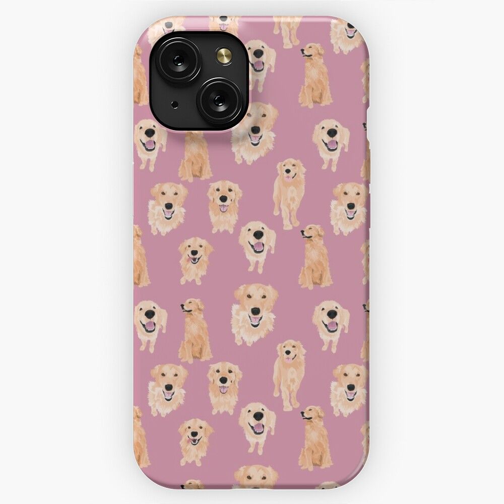 Golden Retrievers On Pink iPhone 15 Slim Phone Case Cover
