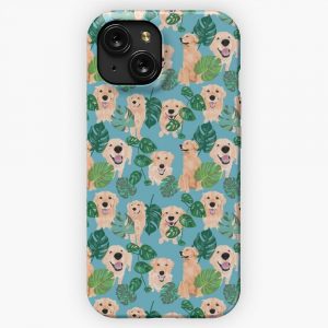 Golden Retrievers Tropical iPhone 15 Slim Phone Case Cover