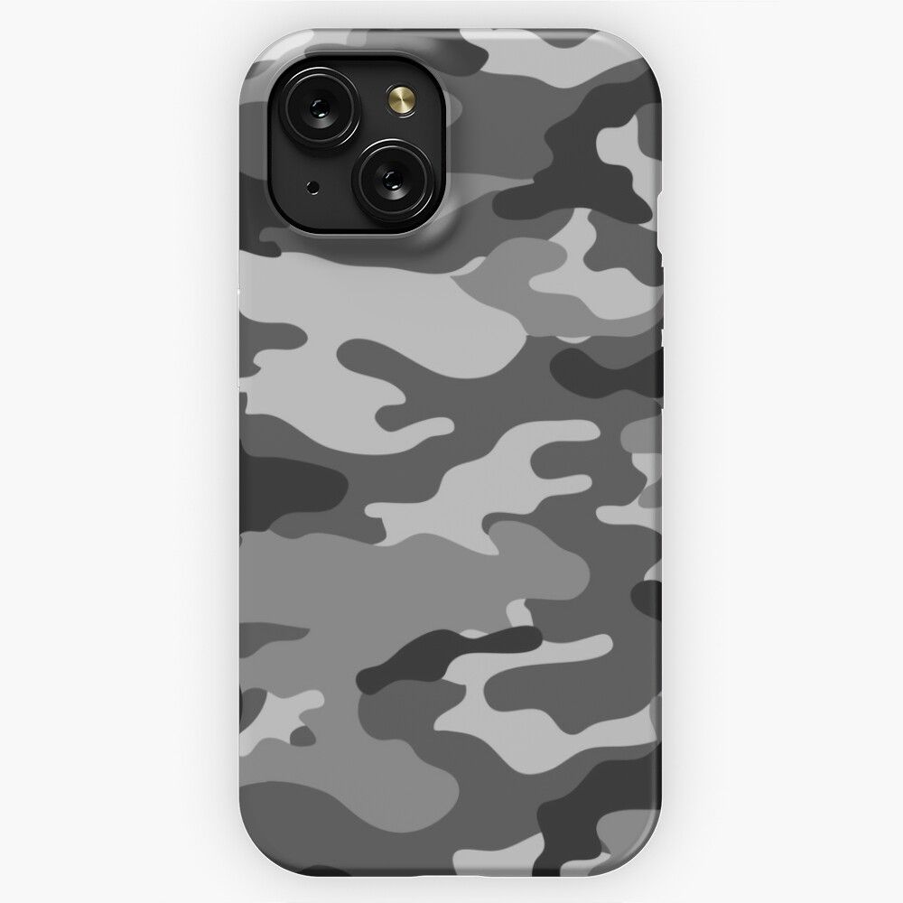 Gray Camo iPhone 15 Slim Phone Case Cover