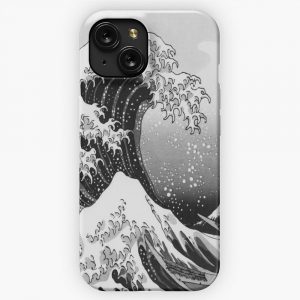 Great Wave Monochrome iPhone 15 Slim Phone Case Cover