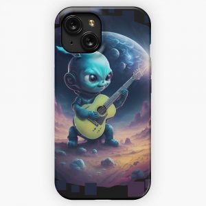 Green Alien Playing Guitar iPhone 15 Slim Phone Case Cover