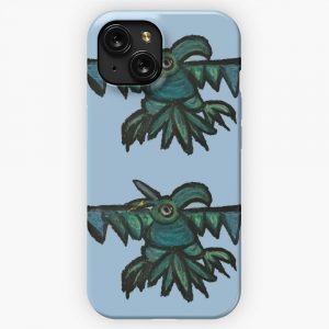 Green Dancing Bird Blue Tranquility iPhone 15 Slim Phone Case Cover