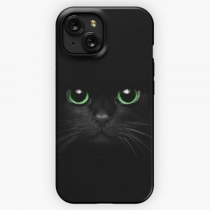 Green Eyes Black Cat iPhone 15 Slim Phone Case Cover